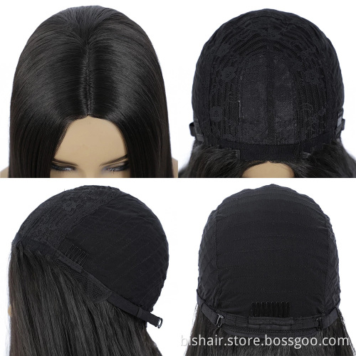 Black Women's Long Straight Hair with Wig Heat Resistant Synthetic Hair Machine Long Hair 20, 22, 24, 26, 28 and 30 inches